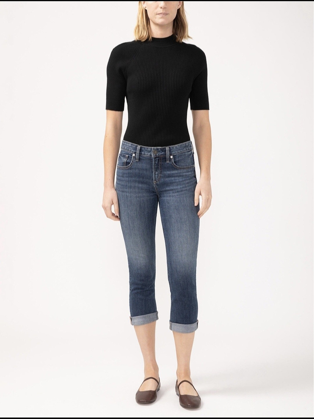 NEW Silver Suki Jeans 28 Mid-rise Luxe Stretch Capri